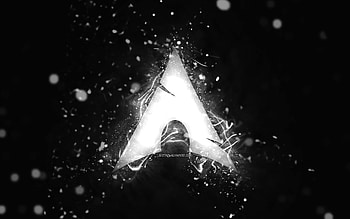 Arch Linux white logo, , white neon lights, creative, black abstract background, Arch Linux logo, Linux, Arch Linux HD wallpaper