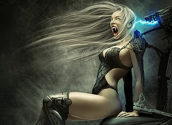 Vampire, art, dark, woman HD wallpaper