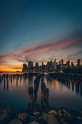 Cities, Sunset, Stones, City, Lights HD phone wallpaper