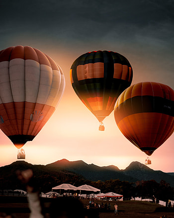Balloons, hot air balloons, sunset HD phone wallpaper