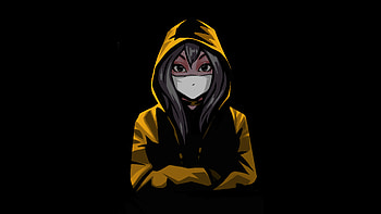Anime Girl Mask Minimal , anime-girl, anime, mask, artist, artwork, digital-art, minimalism, minimalist, dark, black HD wallpaper