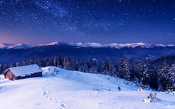 Sky Winter Stars Mountains , sky, winter, stars, mountains, nature, snow HD wallpaper