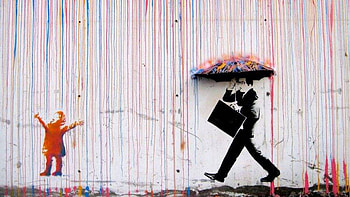 Colored Rain, Banksy HD wallpaper