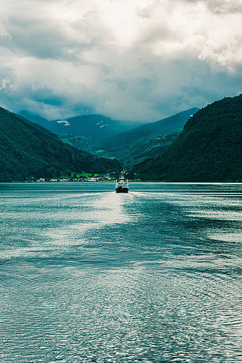 Nature, Mountains, Clouds, Fog, Boat, Ship HD phone wallpaper
