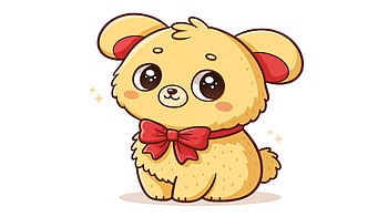 Cute Yellow Pup: A Ultra Delight, kawaii, puppy, cartoon, yellow, bow HD wallpaper