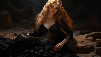 Lady, black dress, AI Art HD wallpaper