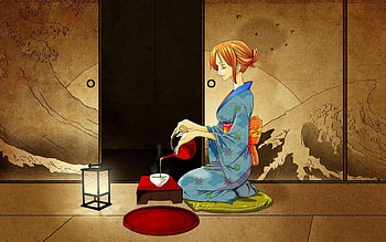 tea time, girl, brown, anime, tea HD wallpaper