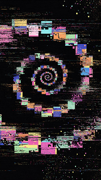 Neon Glitch Fibonacci Spiral: , glitch, spiral, pixel art, Abstract HD phone wallpaper