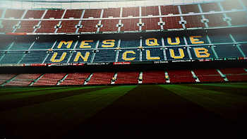 Stand with FC Barcelona’s slogan, Camp Nou Stadium HD wallpaper