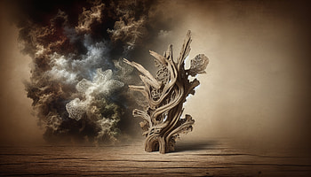 Mystical Driftwood Sculpture, driftwood sculpture, Abstract, surrealism, cloud HD wallpaper