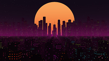 Retrowave City Sunset , retrowave, artist, artwork, digital-art, city HD wallpaper