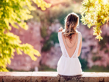 Summer Day, trees, women, nature, brick HD wallpaper
