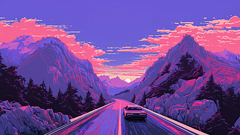Car Cruising The Snowy Mountains, cars, artist, artwork, digital-art HD wallpaper