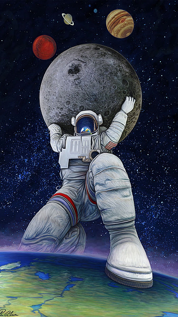 Astronaut Space Screensaver Anime, Cartoon Astronaut HD phone wallpaper