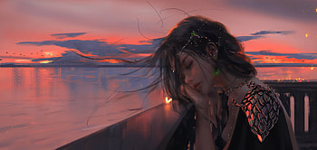 Queen And Sunset, fantasy-girls, fantasy, artist, artwork, digital-art HD wallpaper