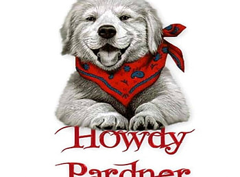 Howdy Pardner, dog, greeting, bandana HD wallpaper