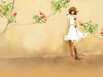 Scent of a rose, garden, roses, lady in white HD wallpaper