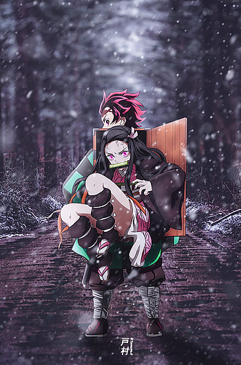ᴛᴀɴᴊɪʀᴏ & ɴᴇᴢᴜᴋᴏ, animeedit, art, fictional_character, anime HD phone wallpaper