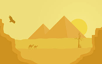 abstract desert landscape, , pyramids, camels, creative, desert minimalism, artwork, nature minimalism, abstract landscapes HD wallpaper
