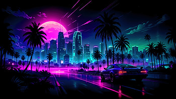 Neon City Midnight Drive, artist, artwork, digital-art, ai, cars, neon, city, drive HD wallpaper