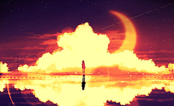 Art, Clouds, Reflection, Shine, Light, Silhouette HD wallpaper