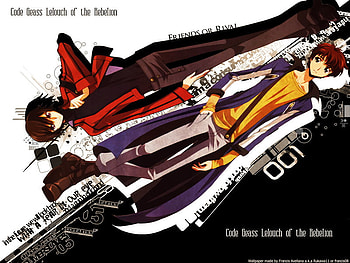 Lelouch and Suzaku, white, black, anime, yang, yin, boys HD wallpaper
