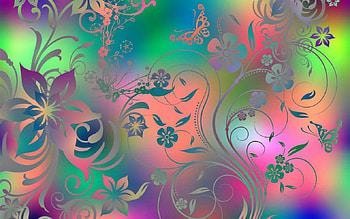 Flowers and Butterfly, colors, vector, flowers, butterfly HD wallpaper