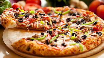 Cheese and vegetable pizza, Olive as topping, High-resolution , Flavourful bite HD wallpaper