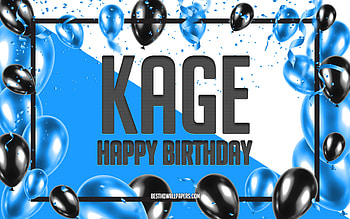 Happy Birtay Kage, Birtay Balloons Background, Kage, with names, Kage Happy Birtay, Blue Balloons Birtay Background, Kage Birtay HD wallpaper