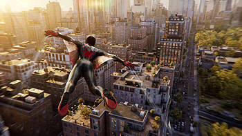 Miles Morales Soars Over NYC – Marvel’s Spider-Man 2, Marvel's Spider-Man 2, Miles Morales HD wallpaper
