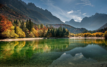 Autumn beauty, Lake, Fog, Forest, Mist, Nature HD wallpaper