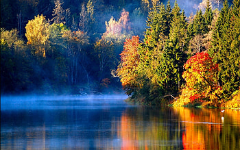 Landscape, Rivers, Trees, Autumn HD wallpaper