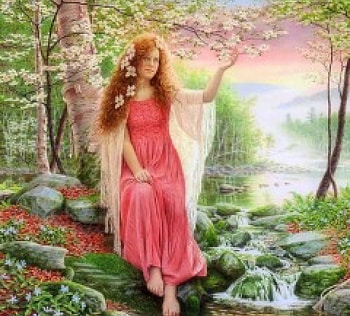 ~Spring Blossoms~, beautiful girls, weird things people wear, paintings, people, spring, woman, creative pre-made, love four seasons, fantasy, flowers HD wallpaper