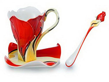 Teacup for Exotica, rose, teacup, flower, red, saucer, spoon HD wallpaper