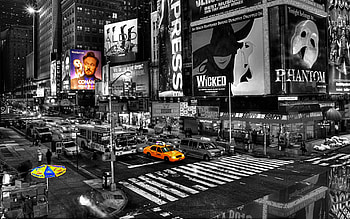 Monochrome , Yellow taxi , Times Square view, Manhattan vibes HD wallpaper