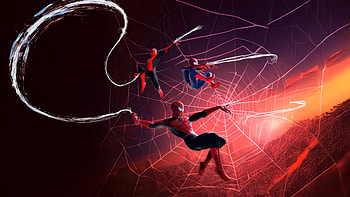 Spidermans Under The Fiery Sky, spiderman, miles-morales, superheroes, artwork, art, digital-art HD wallpaper