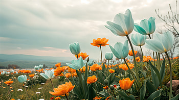 Spring Splendor: Vibrant Flowers in Ultra, flower, tulip, orange (Color), garden HD wallpaper