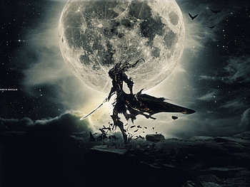 Alucard, dracula, moon, castelvania, sky, stars, sony, playstation HD wallpaper