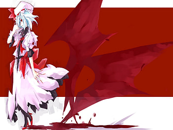 Blood Flandre, girl, saccubus, beauty, anime, flandre, touhou, game, wall, new HD wallpaper