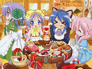 Lucky Star, kagami, anime, miyuki, konata, tsubasa HD wallpaper
