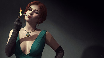 Triss Merigold, The Witcher, The Witcher 3: Wild Hunt, Artwork, Digital art, Noir / and Mobile Backgrounds HD wallpaper