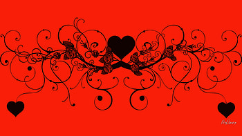 Valentine Vine, roses, abstract, Valentines Day, hearts scrolls, flowers HD wallpaper