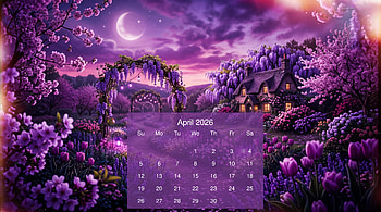 April 2026 • Moonlit Lavender Garden Calendar, April 2026 Calendar HD wallpaper