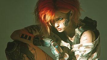 Red Haired Tech Warrior Girl, red, hair, girl, cyberpunk, artist, artwork, art, digital-art, ai, deviantart HD wallpaper