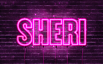 Happy Birtay Sheri, , pink neon lights, Sheri name, creative, Sheri Happy Birtay, Sheri Birtay, popular french female names, with Sheri name, Sheri HD wallpaper