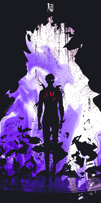 Jin Woo/Ashburn, electric blue, magenta, solo leveling edit, jin woo, solo leveling, shadow monarch, sung jin woo HD phone wallpaper