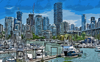 Vancouver, Canada, , vector art, Vancouver drawing, creative art, Vancouver art, vector drawing, abstract cityscape, Vancouver cityscape HD wallpaper