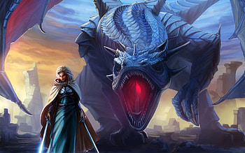Fantasy, Girl, To Fall, Mouth, Wings, Dragon, Sword, Cloak HD wallpaper