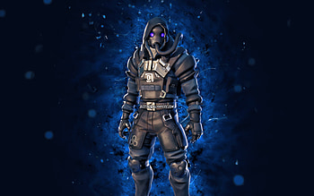 IO Trooper, , blue neon lights, Fortnite Battle Royale, Fortnite characters, IO Trooper Skin, Fortnite, IO Trooper Fortnite HD wallpaper