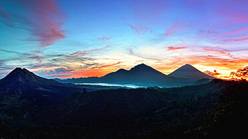 Nature, Sky, Mountains, Sunrise, Bali, Indonesia, Kintamani HD wallpaper